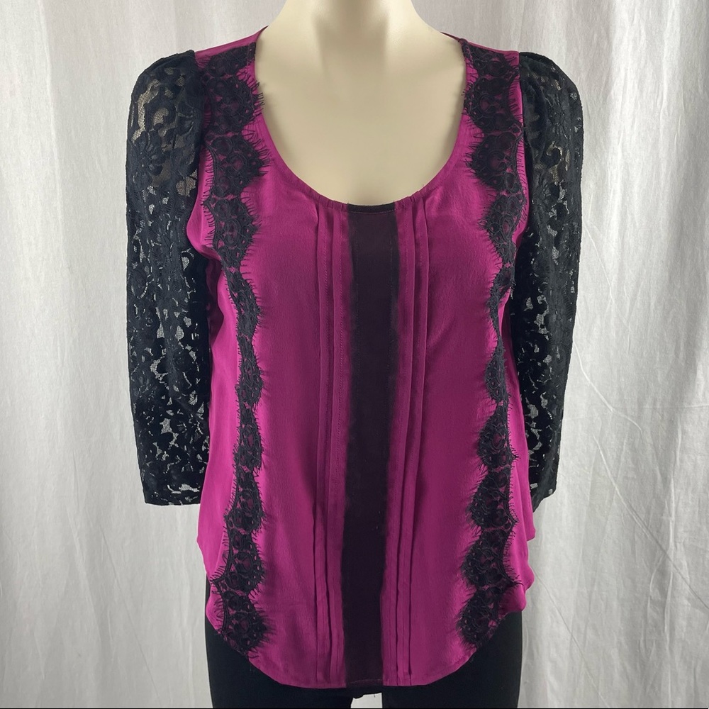 Rebecca Minkoff  Silk/Lace Constance Top 6 NWT